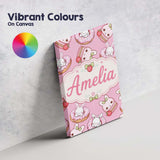 Personalised Name Cute Kawaii Bunny Donuts Custom  Unique Gift Idea Elegant Feature Canvas Wall Art Print Decor Picture Ready to Hang