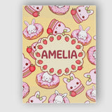 Personalised Name Cute Kawaii Bunny Donuts Custom  Unique Gift Idea Elegant Feature Canvas Wall Art Print Decor Picture Ready to Hang