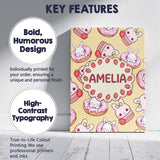 Personalised Name Cute Kawaii Bunny Donuts Custom  Unique Gift Idea Elegant Feature Canvas Wall Art Print Decor Picture Ready to Hang