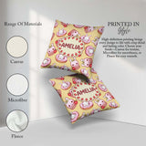 Custom Name Kawaii Bunny Donuts Strawberry Dessert Pastel Yellow Square Filled Cushion Throw Pillow Sofa Bed Home Decor Zip Washable UK Made