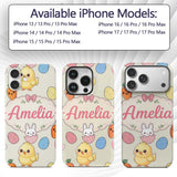 Cute Easter Bunny Chick Eggs Carrot Cute Seamless Custom Name Protective Phone Case Mobile Cover Durable Everyday Smartphone Shock Resistant