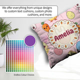 Custom Name Cute Easter Bunny Chick Eggs Carrot Seamless Pattern Square Filled Cushion Throw Pillow Sofa Bed Home Decor Zip Washable UK Made