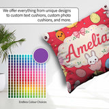 Custom Name Cute Bunny Chick Carrots Eggs Polka Dot Seamless Red Square Filled Cushion Throw Pillow Sofa Bed Home Decor Zip Washable UK Made