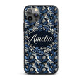 Blue Jay Bird Dark Botanical Decorative Design Custom Name Protective Phone Case Mobile Cover Durable Everyday Smartphone Shock Resistant