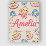 Personalised Name Cute Baby Chick Donut Custom  Modern Room Accent Elegant Feature Canvas Wall Art Print Decor Picture Ready to Hang