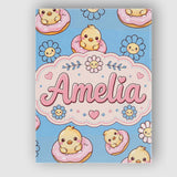 Personalised Name Cute Baby Chick Donut Custom  Modern Room Accent Elegant Feature Canvas Wall Art Print Decor Picture Ready to Hang