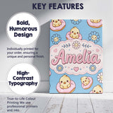 Personalised Name Cute Baby Chick Donut Custom  Modern Room Accent Elegant Feature Canvas Wall Art Print Decor Picture Ready to Hang
