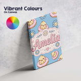 Personalised Name Cute Baby Chick Donut Custom  Modern Room Accent Elegant Feature Canvas Wall Art Print Decor Picture Ready to Hang