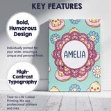 Personalised Name Cute Baby Chick Donut Custom  Modern Room Accent Elegant Feature Canvas Wall Art Print Decor Picture Ready to Hang
