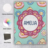Personalised Name Cute Baby Chick Donut Custom  Modern Room Accent Elegant Feature Canvas Wall Art Print Decor Picture Ready to Hang
