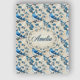 Personalised Name Blue Jay Bird on Branch with Berries Neutral Custom Modern Room Accent Canvas Wall Art Print Decor Picture Ready to Hang
