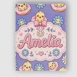 Personalised Name Cute Baby Chick Donut Custom  Modern Room Accent Elegant Feature Canvas Wall Art Print Decor Picture Ready to Hang