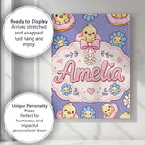 Personalised Name Cute Baby Chick Donut Custom  Modern Room Accent Elegant Feature Canvas Wall Art Print Decor Picture Ready to Hang