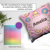Custom Name Baby Chick Donut Flowers Seamless Pattern Soft Pink Square Filled Cushion Throw Pillow Sofa Bed Home Decor Zip Washable UK Made