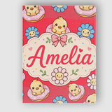 Personalised Name Cute Baby Chick Donut Custom  Modern Room Accent Elegant Feature Canvas Wall Art Print Decor Picture Ready to Hang
