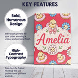 Personalised Name Cute Baby Chick Donut Custom  Modern Room Accent Elegant Feature Canvas Wall Art Print Decor Picture Ready to Hang