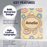 Personalised Name Cute Baby Chick Donut Custom  Modern Room Accent Elegant Feature Canvas Wall Art Print Decor Picture Ready to Hang
