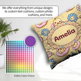 Custom Name Cute Baby Chick Donut Flowers Seamless Pastel Yellow Square Filled Cushion Throw Pillow Sofa Bed Home Decor Zip Washable UK Made