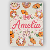 Personalised Name Cute Easter Bunny Carrot Custom  Unique Gift Idea Elegant Feature Canvas Wall Art Print Decor Picture Ready to Hang