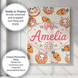 Personalised Name Cute Easter Bunny Carrot Custom  Unique Gift Idea Elegant Feature Canvas Wall Art Print Decor Picture Ready to Hang