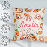 Custom Name Cute Easter Bunny Carrot Donut Hearts Seamless Cream Square Filled Cushion Throw Pillow Sofa Bed Home Decor Zip Washable UK Made