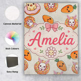 Personalised Name Cute Easter Bunny Carrot Custom  Unique Gift Idea Elegant Feature Canvas Wall Art Print Decor Picture Ready to Hang