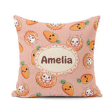 Custom Name Cute Easter Bunny Carrot Donut Hearts Seamless Peach Square Filled Cushion Throw Pillow Sofa Bed Home Decor Zip Washable UK Made