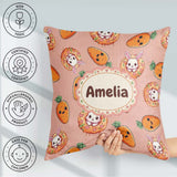 Custom Name Cute Easter Bunny Carrot Donut Hearts Seamless Peach Square Filled Cushion Throw Pillow Sofa Bed Home Decor Zip Washable UK Made