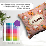 Custom Name Cute Easter Bunny Carrot Donut Hearts Seamless Peach Square Filled Cushion Throw Pillow Sofa Bed Home Decor Zip Washable UK Made