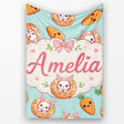 Cute Easter Bunny Carrot Donut Hearts Seamless Pattern Mint Green  Personalised Custom Name Super Soft Fleece Blanket Bed Sofa Throw