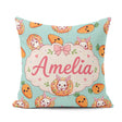 Custom Name Easter Bunny Carrot Donut Hearts Seamless Mint Green Square Filled Cushion Throw Pillow Sofa Bed Home Decor Zip Washable UK Made