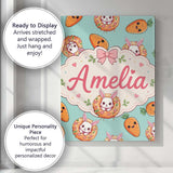 Personalised Name Cute Easter Bunny Carrot Custom  Unique Gift Idea Elegant Feature Canvas Wall Art Print Decor Picture Ready to Hang