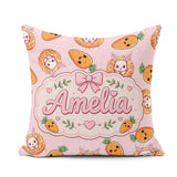 Custom Name Easter Bunny Carrot Donut Hearts Seamless Blush Pink Square Filled Cushion Throw Pillow Sofa Bed Home Decor Zip Washable UK Made
