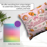 Custom Name Easter Bunny Carrot Donut Hearts Seamless Blush Pink Square Filled Cushion Throw Pillow Sofa Bed Home Decor Zip Washable UK Made