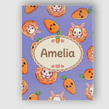 Personalised Name Cute Easter Bunny Carrot Custom  Unique Gift Idea Elegant Feature Canvas Wall Art Print Decor Picture Ready to Hang
