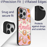 Cute Easter Bunny Carrot Donut Hearts Seamless Custom Name Protective Phone Case Mobile Cover Durable Everyday Smartphone Shock Resistant