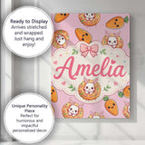 Personalised Name Cute Easter Bunny Carrot Custom  Unique Gift Idea Elegant Feature Canvas Wall Art Print Decor Picture Ready to Hang
