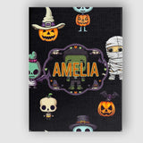Personalised Name Cute Halloween Characters Custom  Bespoke Interior Contemporary Canvas Wall Art Print Decor Picture Ready to Hang