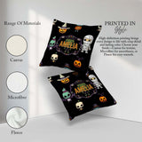 Custom Name Halloween Pumpkin Skull Mummy Seamless Pattern White Square Filled Cushion Throw Pillow Sofa Bed Home Decor Zip Washable UK Made