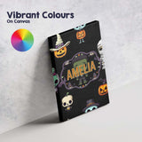 Personalised Name Cute Halloween Characters Custom  Bespoke Interior Contemporary Canvas Wall Art Print Decor Picture Ready to Hang