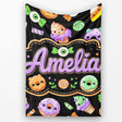 Cute Halloween Candy Donuts Ice Cream Kawaii Pattern Light Grey  Personalised Custom Name Super Soft Fleece Blanket Bed Sofa Throw