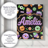 Personalised Name Cute Halloween Candy Custom  Modern Room Accent Elegant Feature Canvas Wall Art Print Decor Picture Ready to Hang