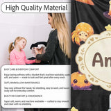 Cute Witch Pumpkin Spider Candle Moon Halloween Pattern Light Grey  Personalised Custom Name Super Soft Fleece Blanket Bed Sofa Throw
