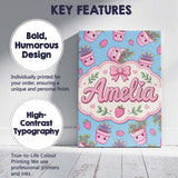 Personalised Name Cute Pink Plant Pots Custom  Modern Room Accent Elegant Feature Canvas Wall Art Print Decor Picture Ready to Hang