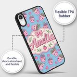 Cute Pink Plant Pots Leaves Strawberry Seamless Custom Name Protective Phone Case Mobile Cover Durable Everyday Smartphone Shock Resistant