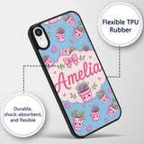 Cute Pink Plant Pots Leaves Strawberry Seamless Custom Name Protective Phone Case Mobile Cover Durable Everyday Smartphone Shock Resistant