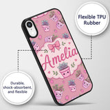 Cute Pink Plant Pots Leaves Strawberry Seamless Custom Name Protective Phone Case Mobile Cover Durable Everyday Smartphone Shock Resistant