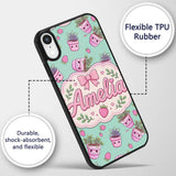 Cute Pink Plant Pots Leaves Strawberry Seamless Custom Name Protective Phone Case Mobile Cover Durable Everyday Smartphone Shock Resistant
