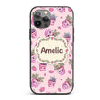 Cute Pink Plant Pots Leaves Strawberry Seamless Custom Name Protective Phone Case Mobile Cover Durable Everyday Smartphone Shock Resistant