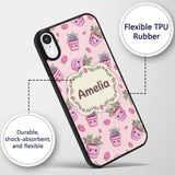 Cute Pink Plant Pots Leaves Strawberry Seamless Custom Name Protective Phone Case Mobile Cover Durable Everyday Smartphone Shock Resistant